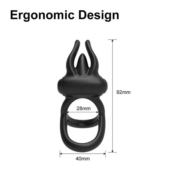 Silicone Vibrating Penis Ring with Clitoral Stimulator Adult Men's Sex Toys