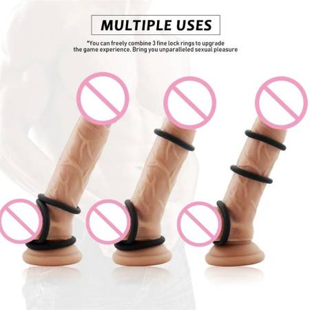 Sex Toys Penis Ring for Men 3 Different Size Reusable Silicone Cock Ring Delay Ejaculation
