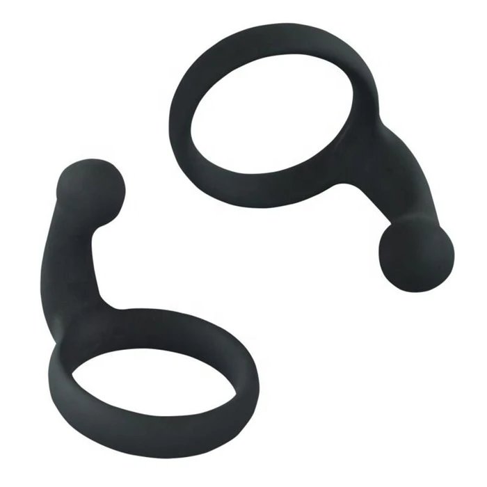 Silicone G Spot Cock Ring with Clitoris Massage Men's Sex Toys for Delay Ejaculation Metal Penis Rings