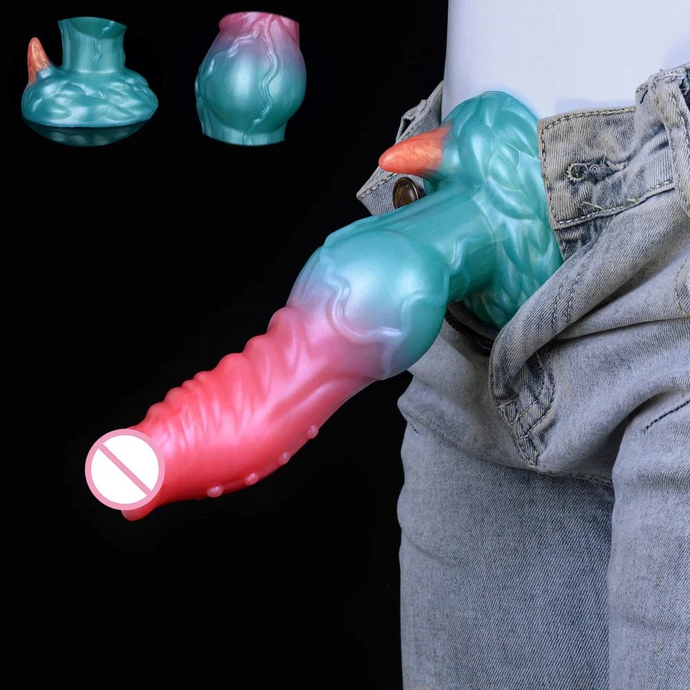 Monster Dildo Two Color Big Knot Dog Dildo Liquid Silicone Hand Free Dildo Anal Plugs Sex Toys for Adult Gay alien Cock