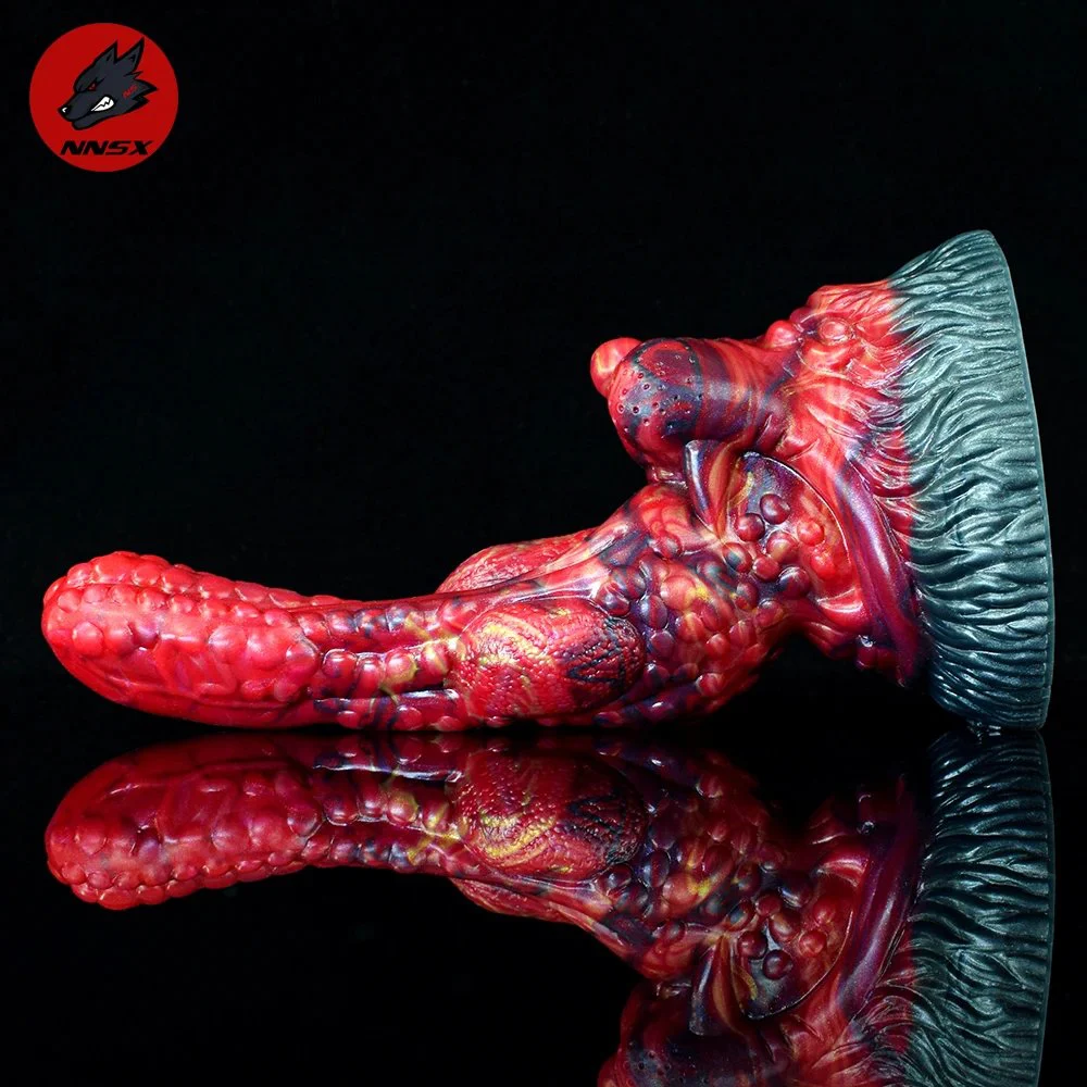 Monster Dildo With Suction Cup Flame Color Aliens Vagina Anal Plug Silicone Penis Sex Toy