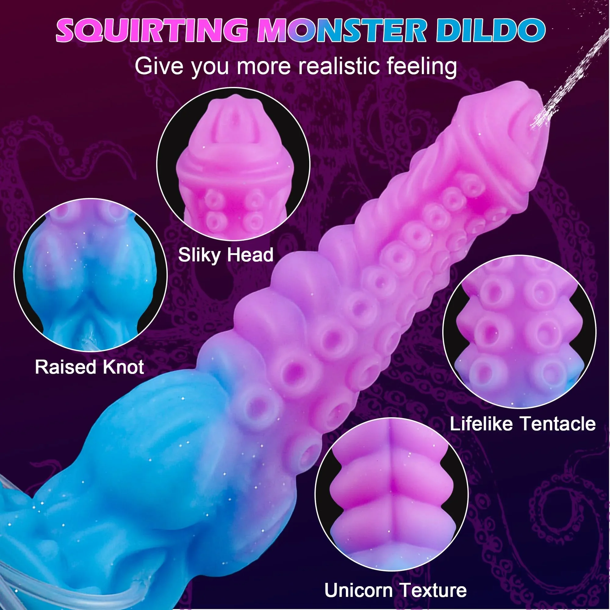 Monster Dragon Dildo Squirting Knotted Ejaculating Anal Silicone Waterproof Soft Adult Sex Toy with Water-Spraying