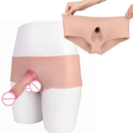 Medical Silicone Wearable Dildo Hollow Design Insertable Wearable Dildo Briefs Effective Extension for Men