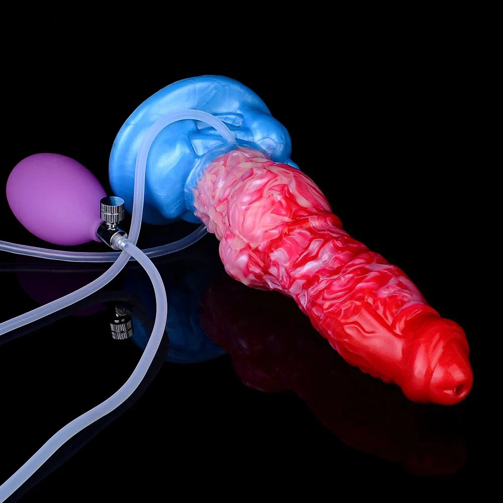 Inflatable Water Spray Simulation Sex Fantasy Monster Dildo Soft Silicone Spraying Dildo Masturbator Adult Fun Sex Toy