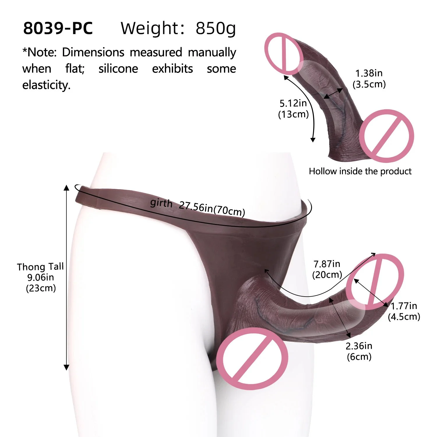 Obsidian Black Men's Wearable Penis Pants Silicone Effectively Extends Penis Length Hollow Insertable Design