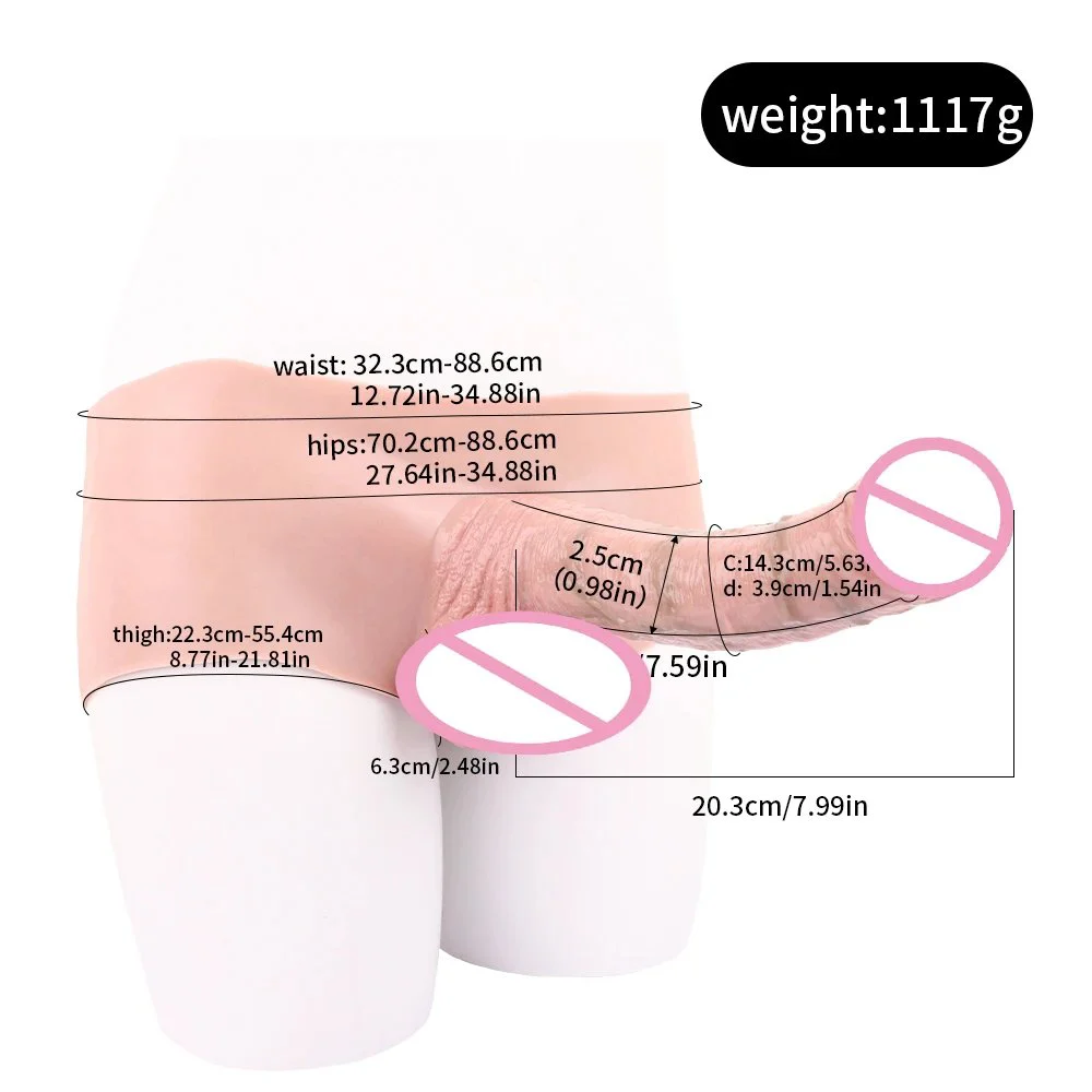 Realistic Extended Penis Panties with Real Skin Soft Feeling Boxer Briefs Sexy Cock Panties for Male Enlargement