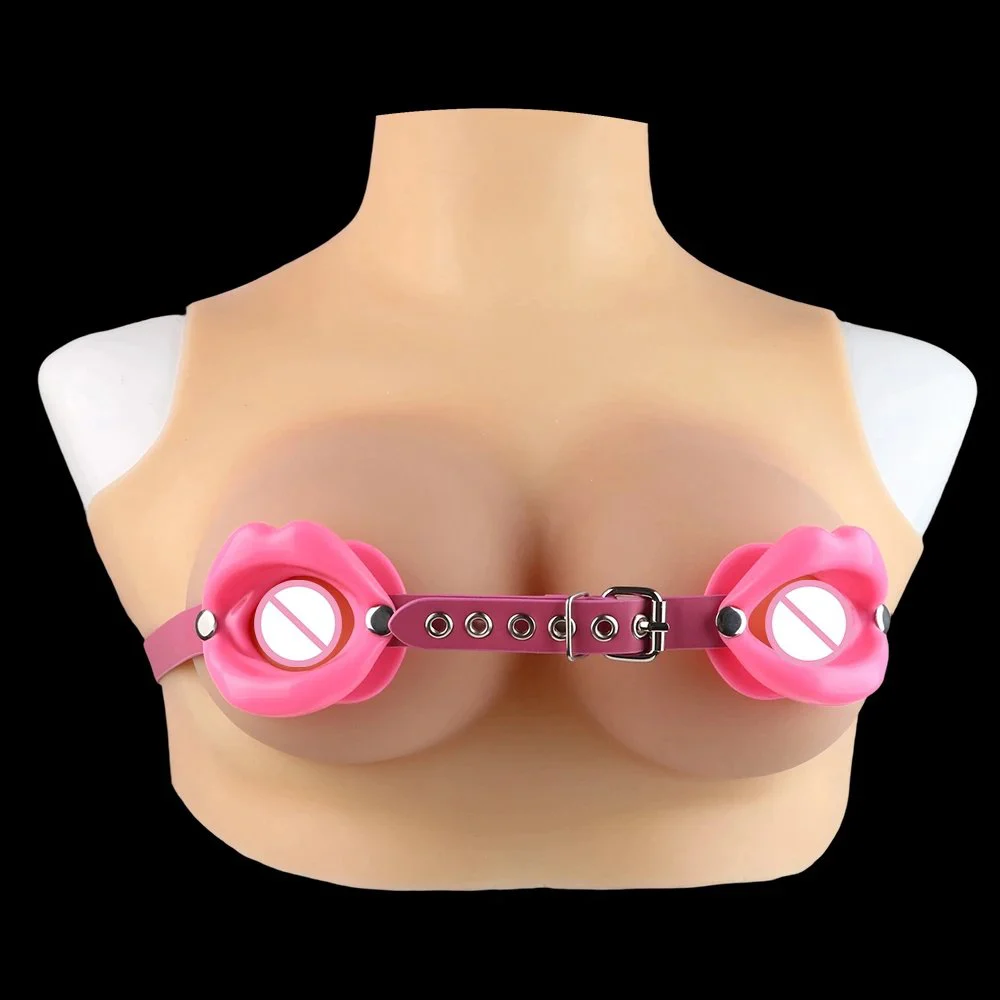 Sexy Red Lips Design Nipple Clamps Adjustable Breast Clips with Strap Bondage Fetish Toys