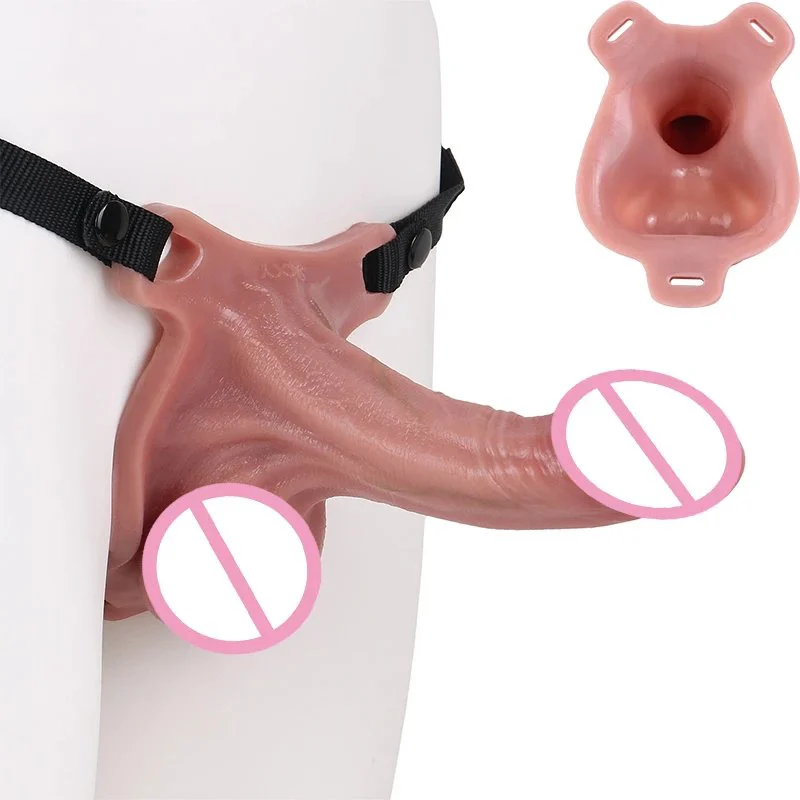 Adult Men Strap-On Penis Sleeve Realistic Hollow Dildo Wearable Dick Extender Harness Belt Sex Toy for Men