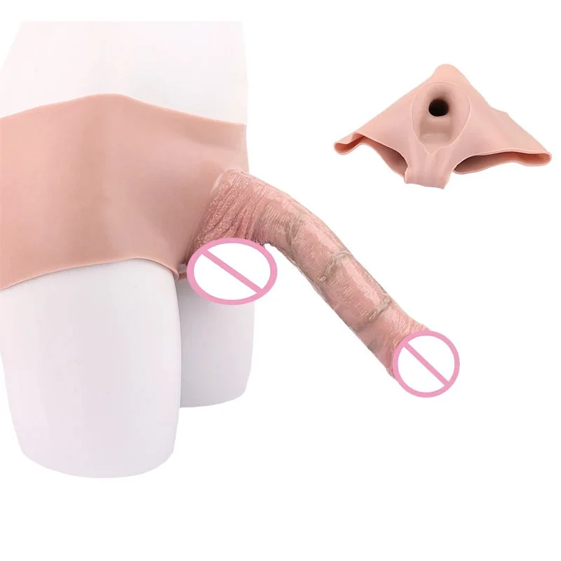 Elastic Liquid Silicone Wearable Hollow Penis Panties Realistic Dildo Strap on Dildo Adult Sex Toy for Men Women Hollow Sleeve