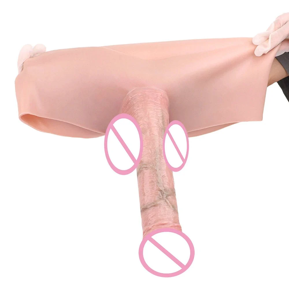 Elastic Liquid Silicone Wearable Hollow Penis Panties Realistic Dildo Strap on Dildo Adult Sex Toy for Men Women Hollow Sleeve