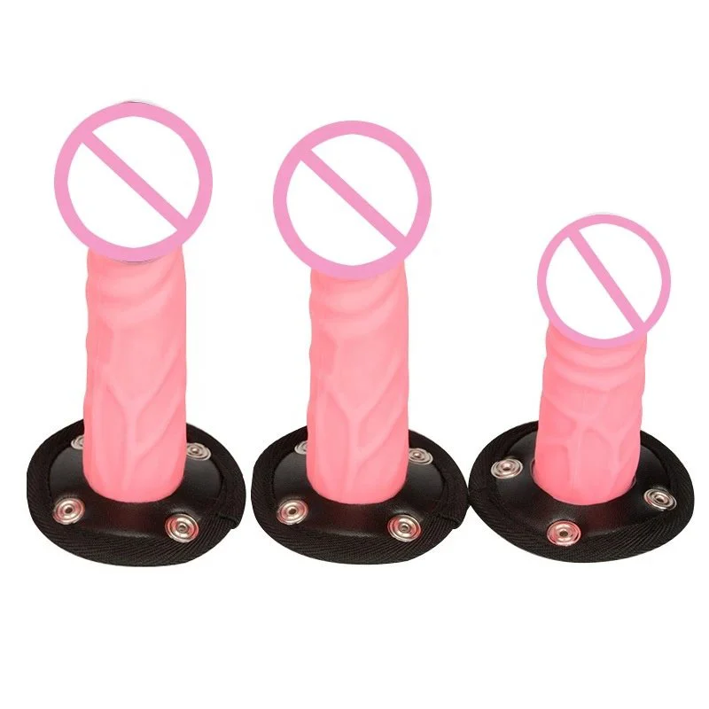 Leather Strap on Harness Dildo Pants Anal Butt Plug 3pcs Realistic Penis Lesbian Strapons