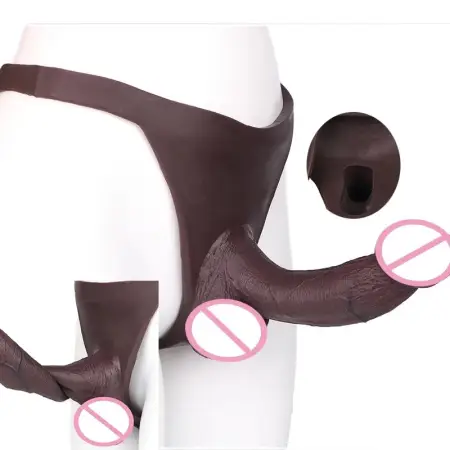 Silicone Penis Sleeve T-Back Pants Male Strap on Thong Dick Extender Realistic Inner Hollow Dildo Panties Sex Toys for Men