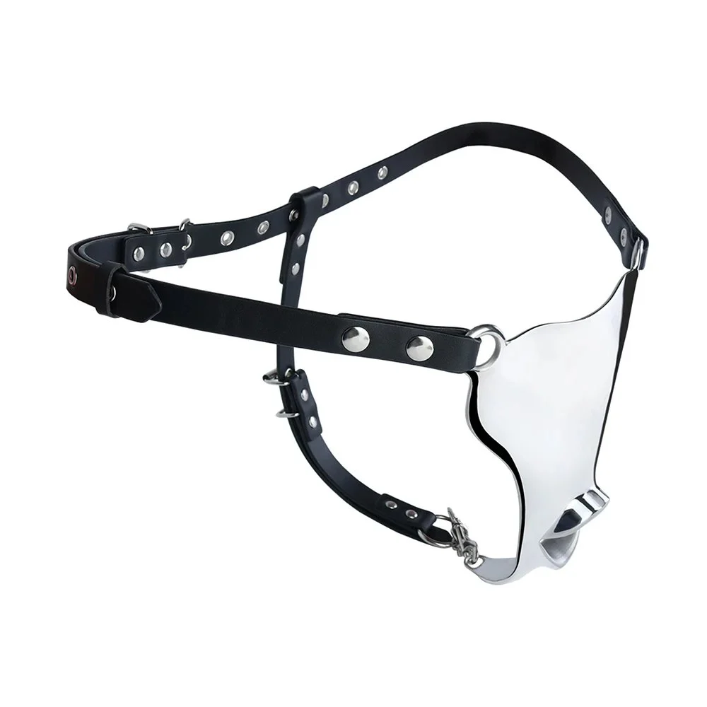 Heavy Metal Male Perforated and Breathable Silver Briefs with Belt Sex Toy Male Masturbator Device Underwear Sex Toys for Men