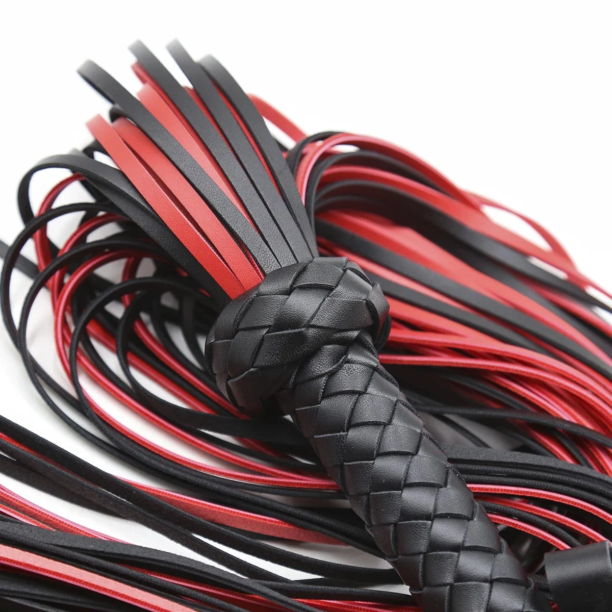 Bondage Whip Braided Handle PU Leather Whip Bright Leather Fun Handle Tune Game Queen Whip Adult Sex Toys