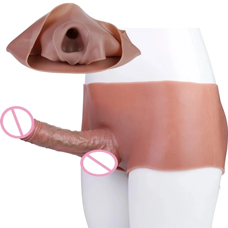 Boxer Briefs with Dildo Penis Sleeve Strap on Dildo Wearing Pants Pull Pants Simulation Penis Enlarger Extender for Men