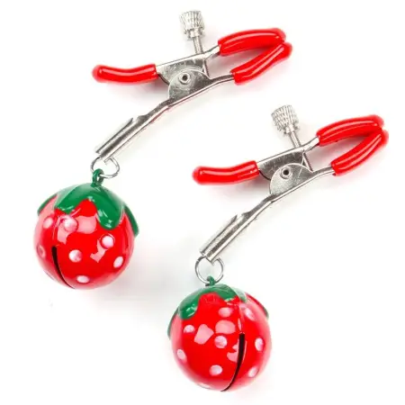 Sweet Strawberry Bell Milk Clip SM Prop Milk Clip Couple Training Nipple Clip Clitoral Clip Sexual Products