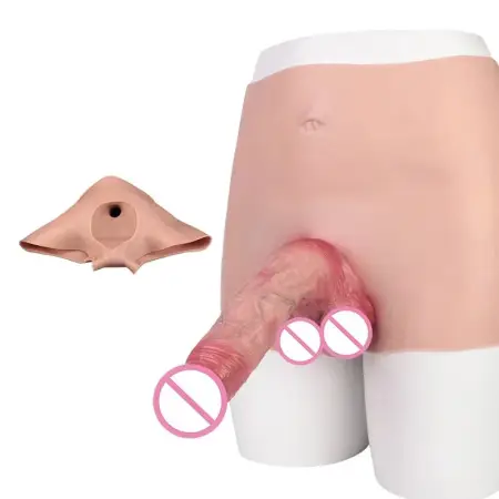High Waisted Wearable Penis Leather Pants Hollow Design Male Sex Toys Silicone Effectively Increase Penis Length