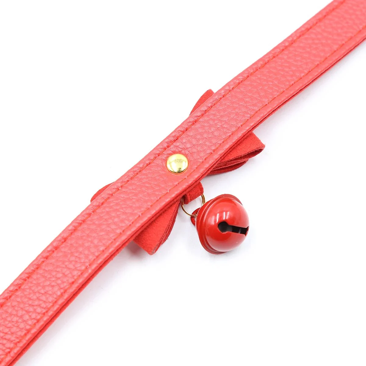 Neck Sleeve Pink Dog Bell Bow Gold Soft Leather Pin Buckle Neck Sleeve Black Adult Sex Toys