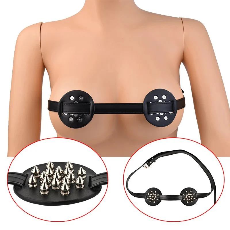 Spiked Breast Binder With Chest Straps Nipple Restraints Female Nipples Clamp Breast Bondage Sex Toys for Women Men
