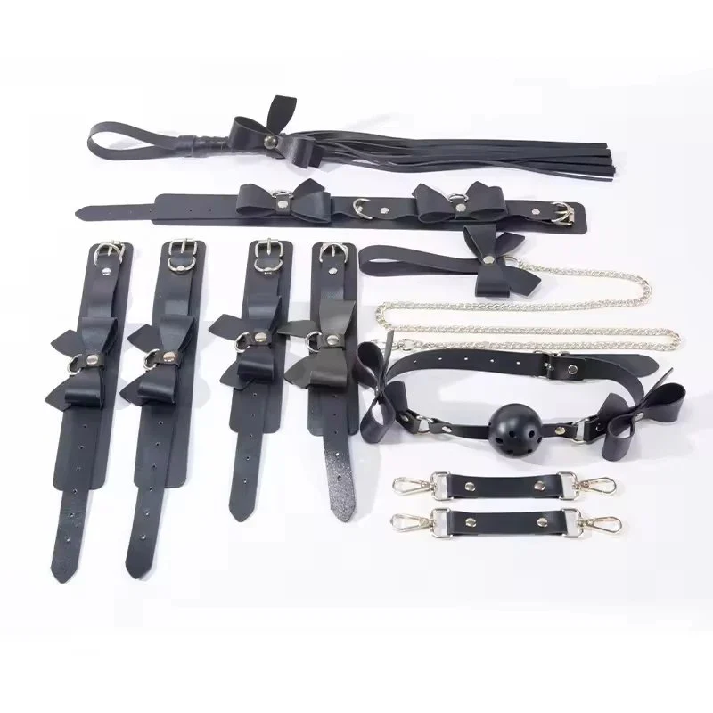 Set bundled handcuffs couple props sp training mouth ball adult sex toys sex aids