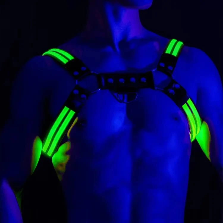 USB Rechargeable LED Vest Macho Man Black Adjustable Body Chest Bondage Body Light Flashing Body Harness for Male