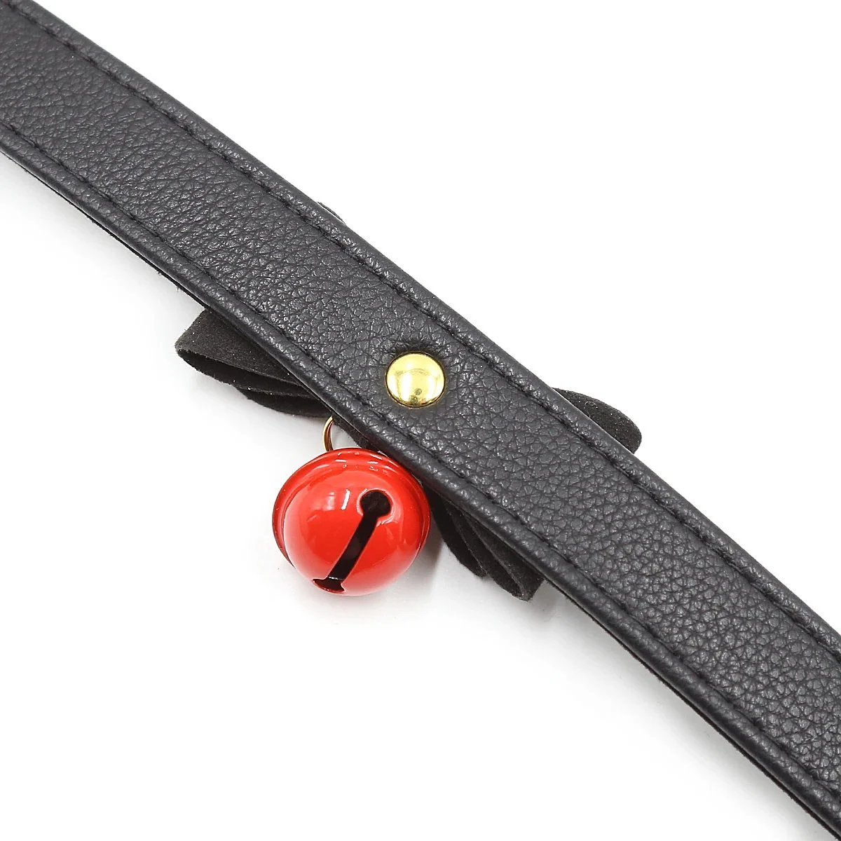 Neck Sleeve Pink Dog Bell Bow Gold Soft Leather Pin Buckle Neck Sleeve Black Adult Sex Toys
