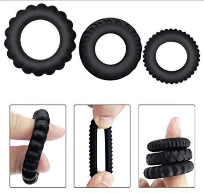 Men's Silicone Penis Ring Set Long-Lasting & Stronger Cock Ring with Delay Ejaculation Feature Soft Sex Product