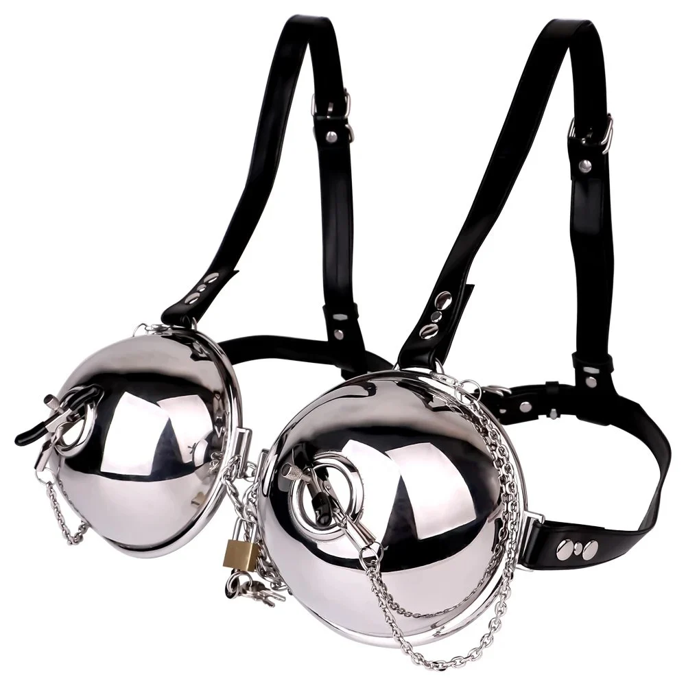 Stainless Steel Bra Breast Bondage Chastity Belt Strapon Underwear Fetish Chastity Cosplay Adult Games Sex Toys for Woman