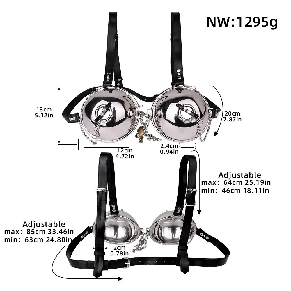 Stainless Steel Bra Breast Bondage Chastity Belt Strapon Underwear Fetish Chastity Cosplay Adult Games Sex Toys for Woman