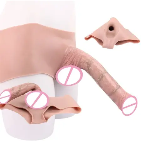 Huge Realistic Strap-on Hollow Dildo Wearable Penis Sleeve Pants for Men Women Gay Lesbian Adult Silicone Sex Toy