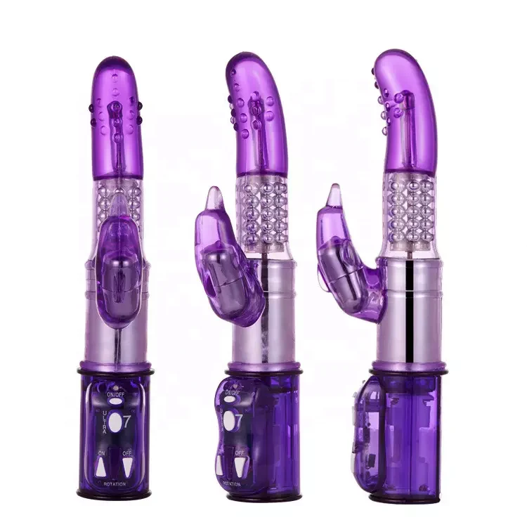 Sex Toys for Women Double Motor Purple Dolphin G Spot Thrusting Vibrator 360 Rotating Dildo