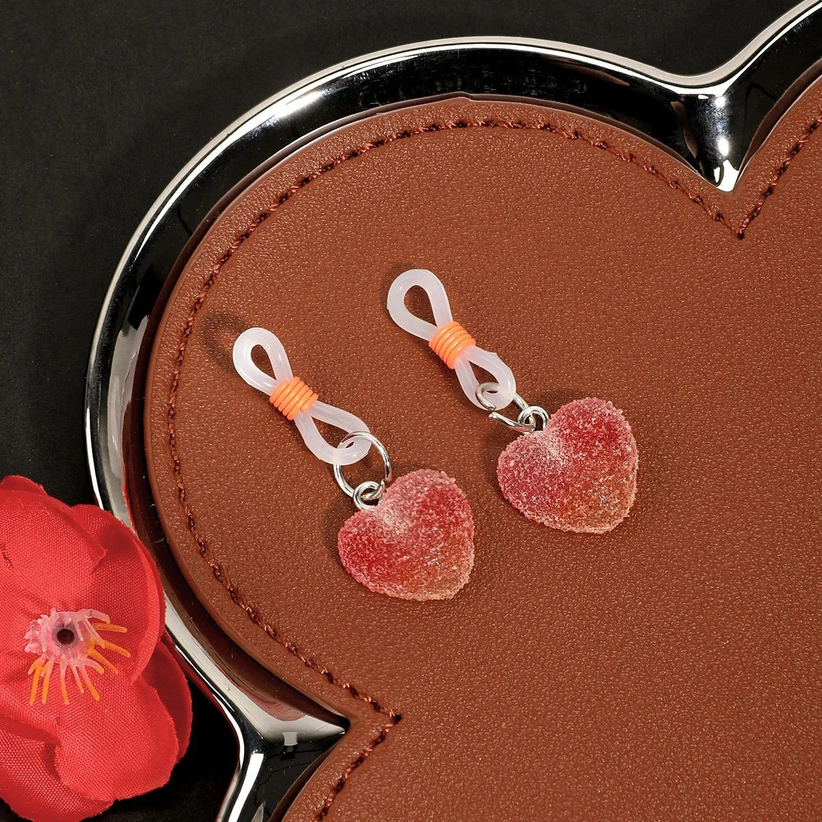 Soft Breast Clips Matte Heart Design Flirting Toys for Women Adult Couple Games