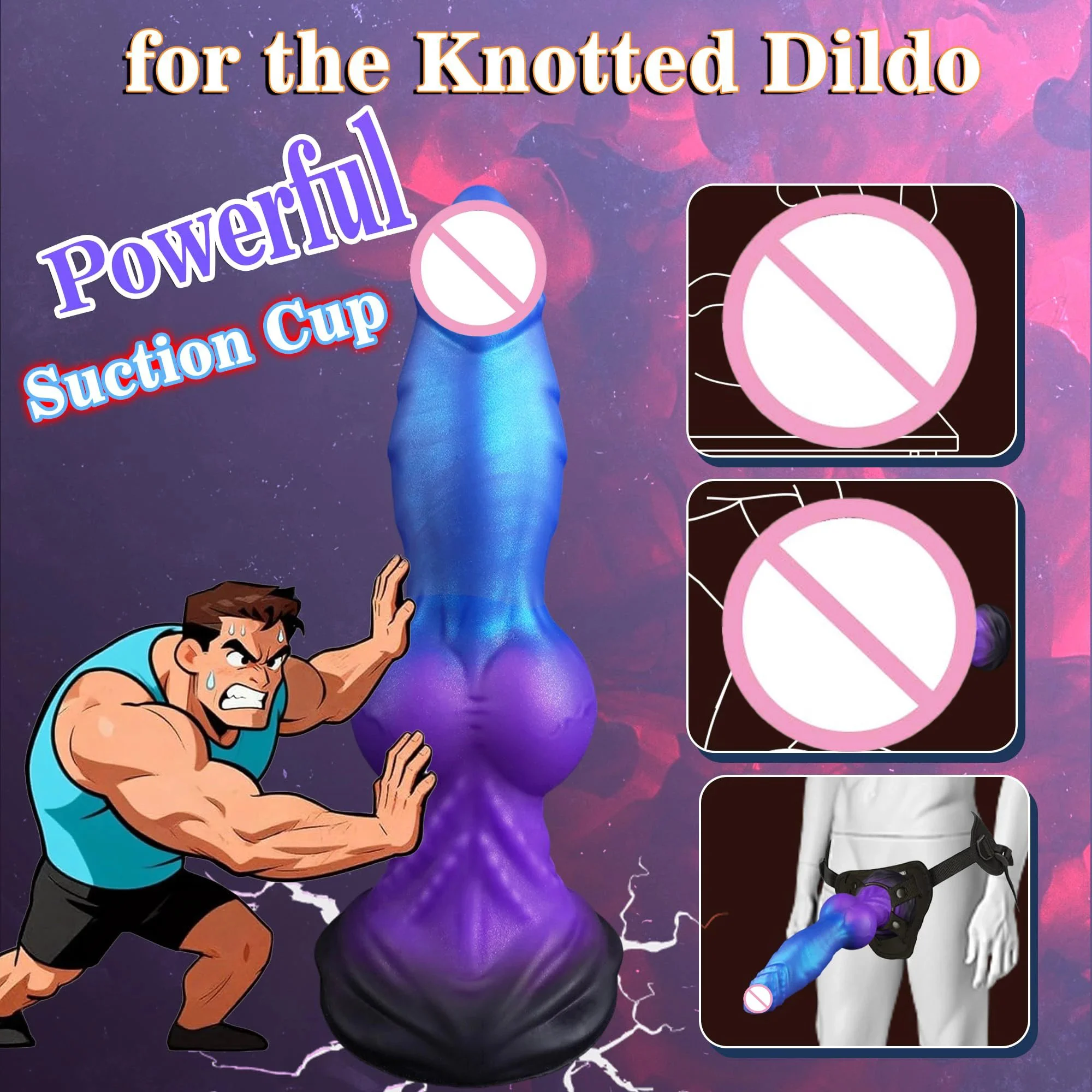 Monster Animal Thick Fantasy Alien Dog Knotted Dildo with Suction Cup Silicone Anal Plug for G-Spot Adult Use Soft Men & Women