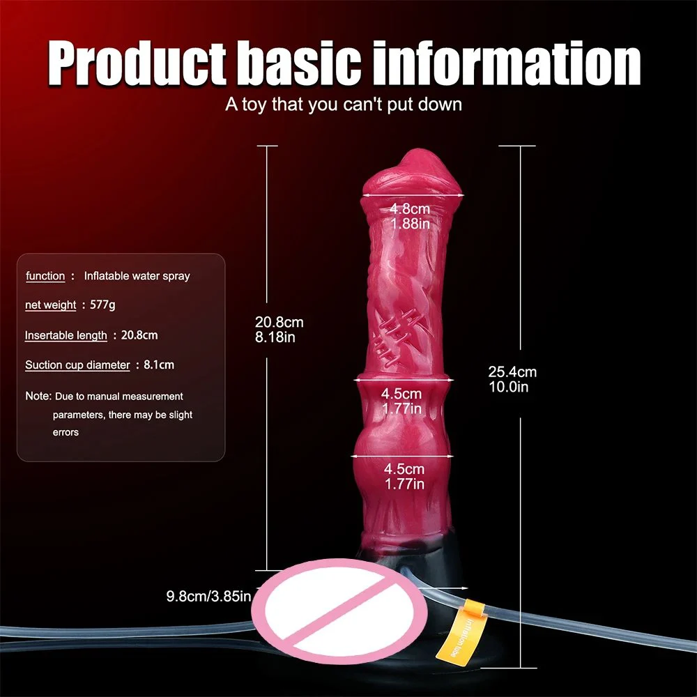 New Ejaculation Fantasy Horse Dildo with Spring Red Penis Inflatable Squirting Dildo for Adult Sexual Life