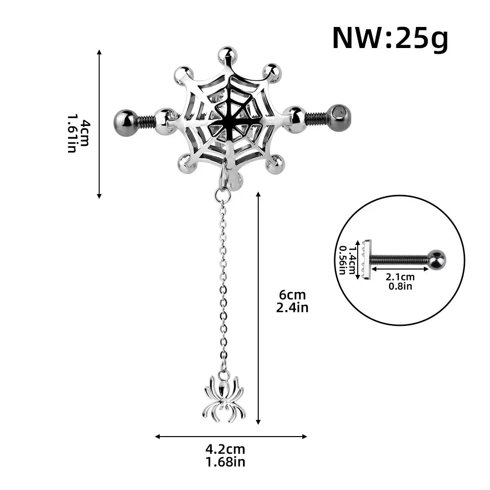 Spider Silk-Inspired Metal Nipple Clamps with Screw Pressure Adjustable Nipple Trainer for Couple Play
