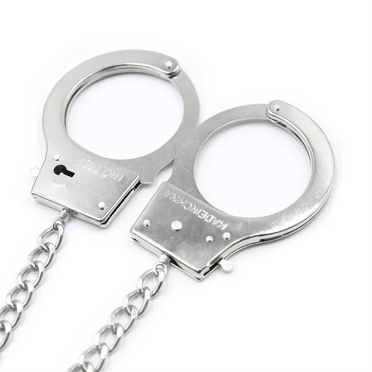 Toy Stainless Steel Anal Plug Long Chains Wrist Restraints Cuff Butt Plug Sexy Handcuffs with Anal Plug