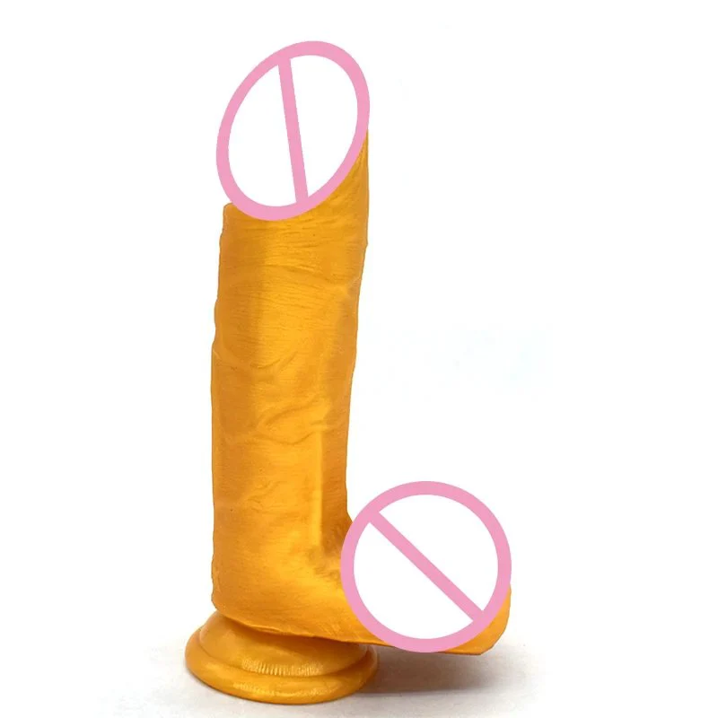 Silicone Simulation Penis Female Masturbation Device Couple Sex Toys Manual Massage Sex Toy Gold Color Dildo