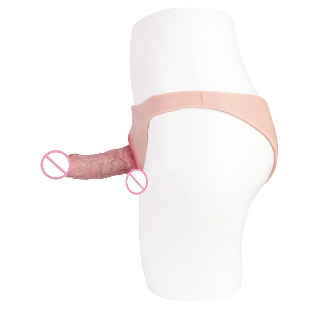 Strap on Hollow Dildo Pant Male Enlarge Penis Sleeve Elastic Silicone Pants Wearable Realistic Harness Hollow Dildo Panties