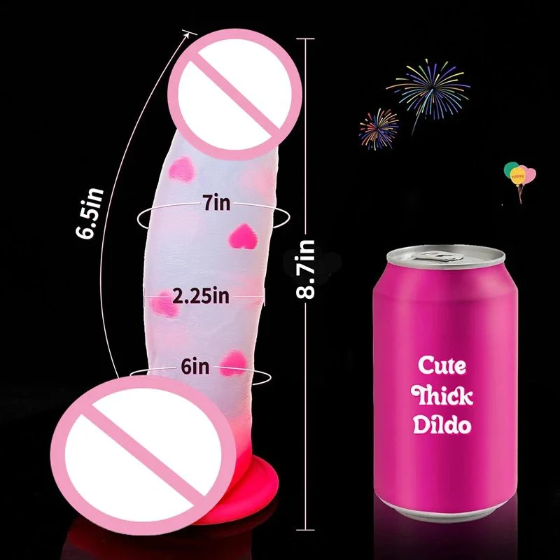 Monster Fantasy Dildo Big Thick 8 Inch Heart Pink Clear Liquid Silicone Dildo with Strong Suction Cup G Spot Anal Sex Toys