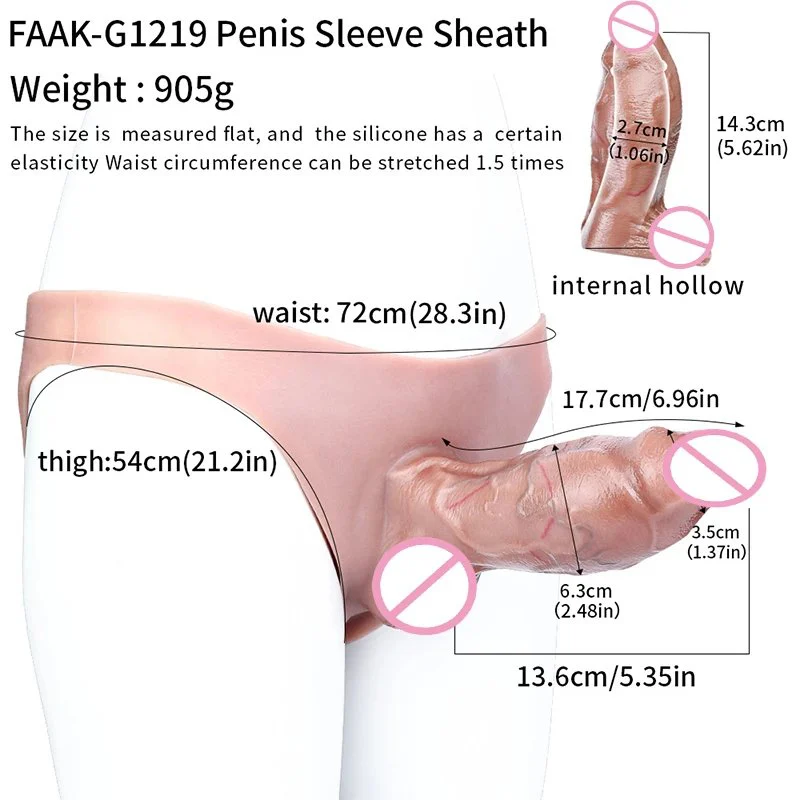 Hollow Dildo Pants Silicone Male Strapon Dildo Extender Skin Feeling Penis Sleeve for Men Delay Ejaculation Soft Couple Sex