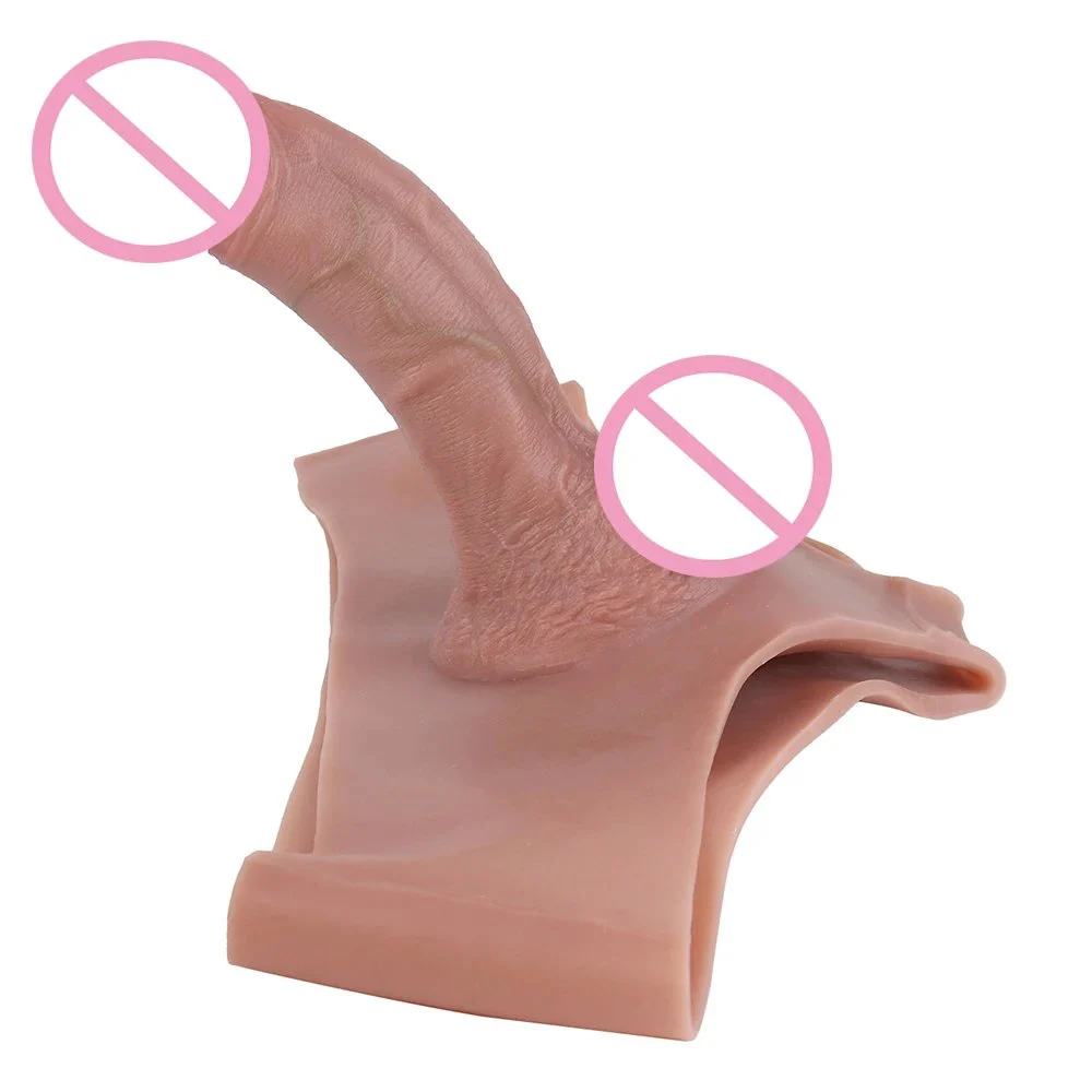 Wearable Hollow Realistic Dildo Extender with Silicone Mid-Waist Strap-On Pants for Men Adult Toy