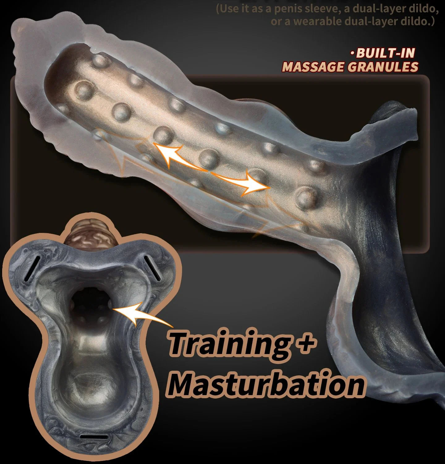 Wearable Male Penis Extender Mocha Brown Silicone Penis Sleeve Available in Three Sizes, Suitable for Ages 18+