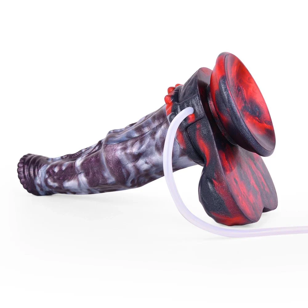 Simulated Squirting Wolf Monster Dildo with Huge Knots Silicone Suction Cup for Hands Free Play Plug Sex Toy for Women Men