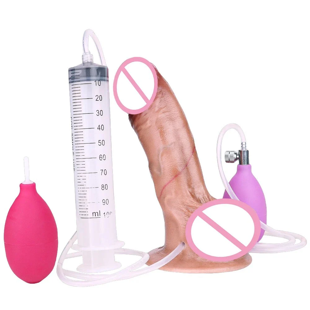 Simulation Inflatable Squirting Penis Soft Silicone Artificial Ejaculation Dildo Female Masturbator Sex Toy
