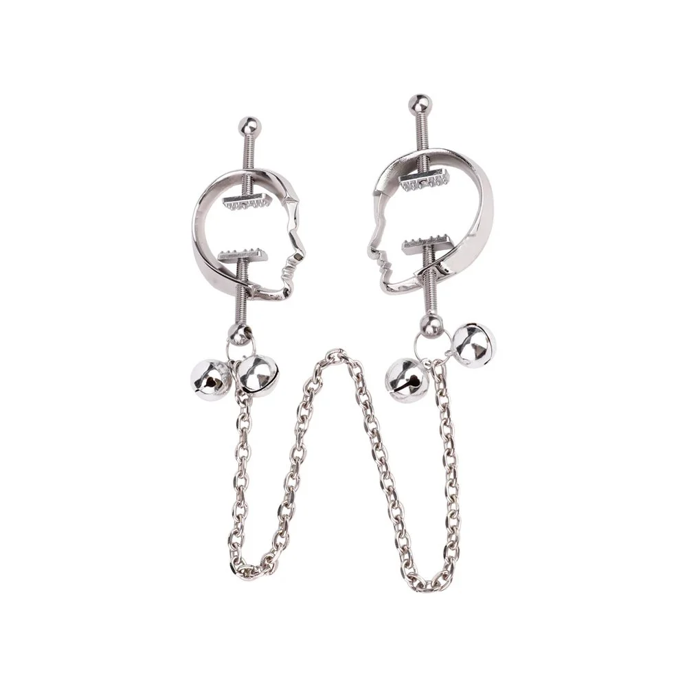 Women Using Nipple Clamps Metal Breast Clip Heavy Nipple Stimulator Women Beginner Breast Sex Toys with Leather Pearl Chain
