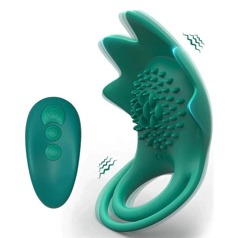 Silicone Wearable Resonance Massager 10 Modes Vibrating Ring Stimulator with Extended Time Desire Penis Rings for Men