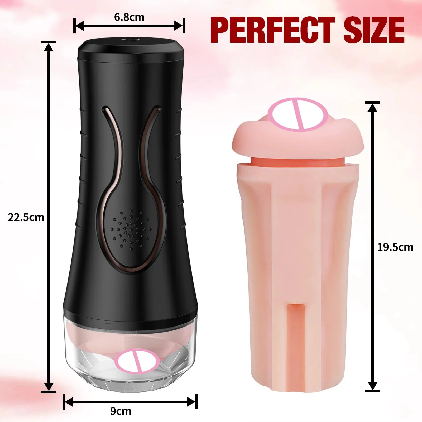 Vibrating Male Masturbator Squeezable Pocket Pussy Lifelike Textured Vagina Masturbation Cup 7.5 Depth Plump Soft