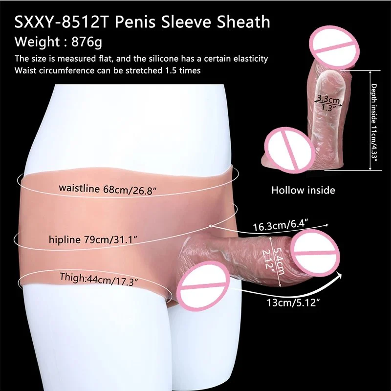 Male Briefs Shorts Strap on Hollow Dildo Silicone Wearable Penis Sleeve for Men Delay Ejaculation Sex Toys