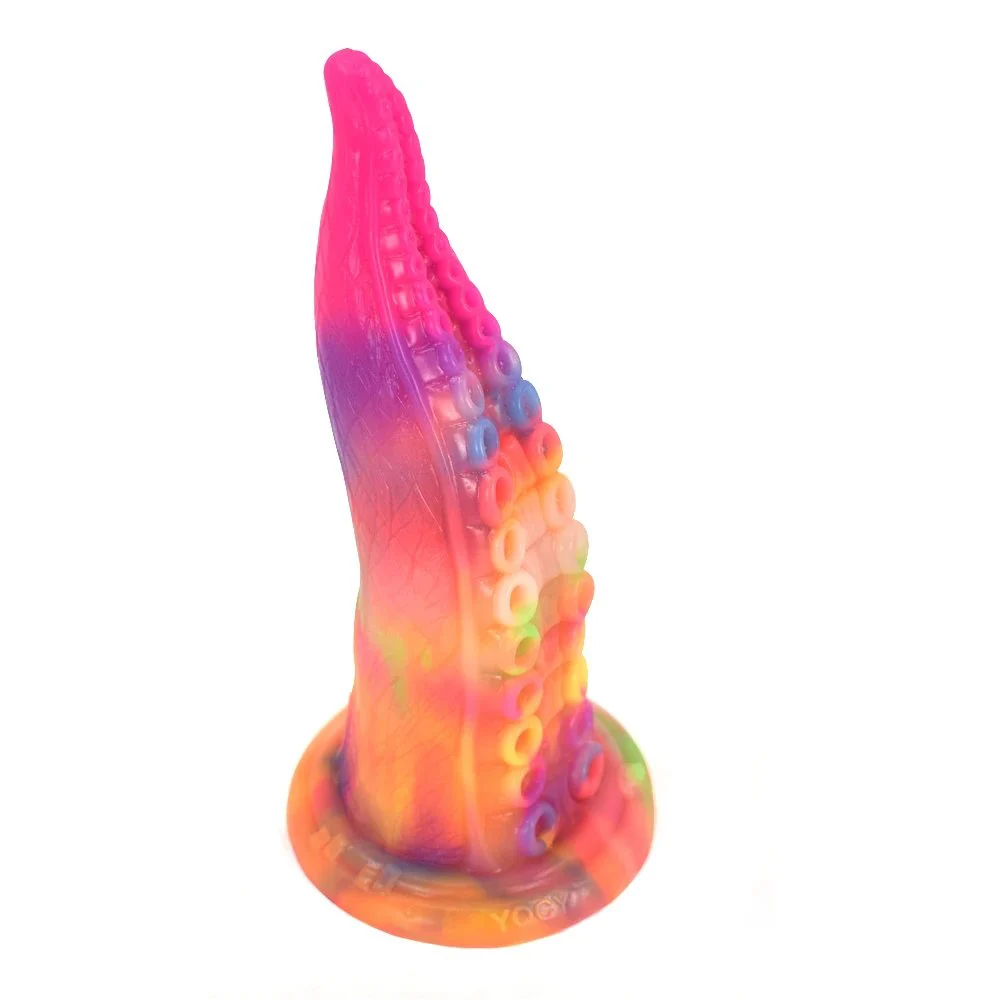 Newest Design Imitated Octopus Tentacles Fantasy Mixed Color Glow in the Dark Dildo Luminous Penis for Women