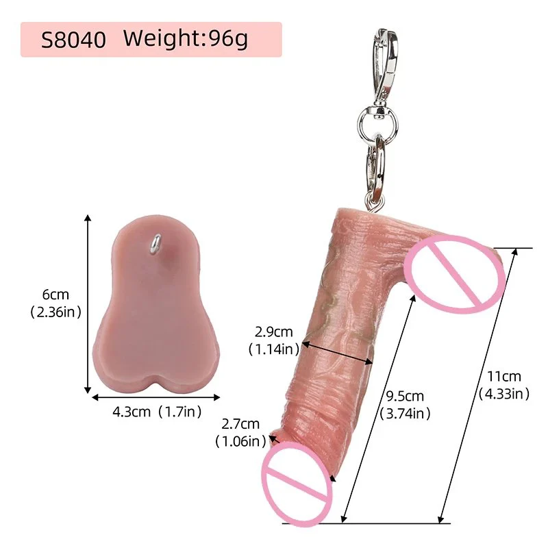Mini Dildo Keychain,Dildo Sex Toy Soft Enamel Adult Keychain Mini Simulation Penis Keychain Masturbator for Women
